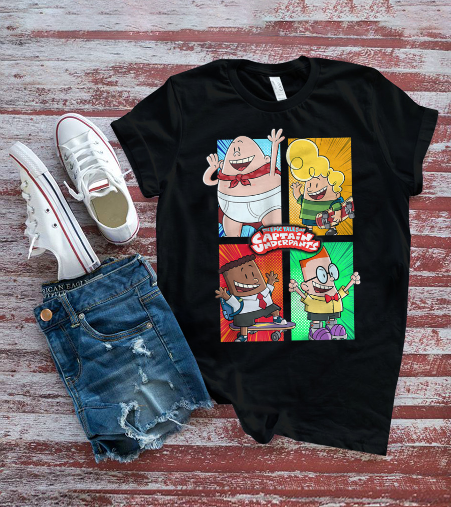 The Epic Tales Of Captain Underpants Cartoon Characters Quartet T-Shirt