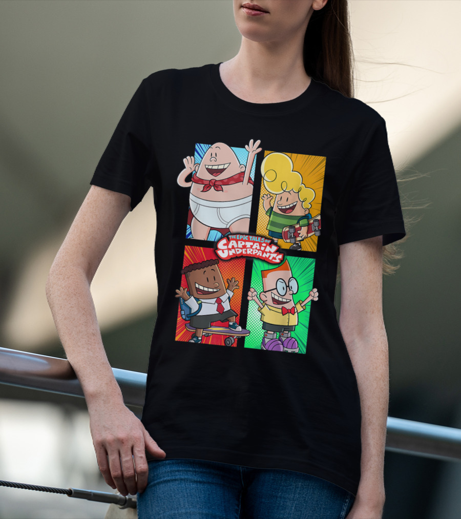 The Epic Tales Of Captain Underpants Cartoon Characters Quartet T-Shirt