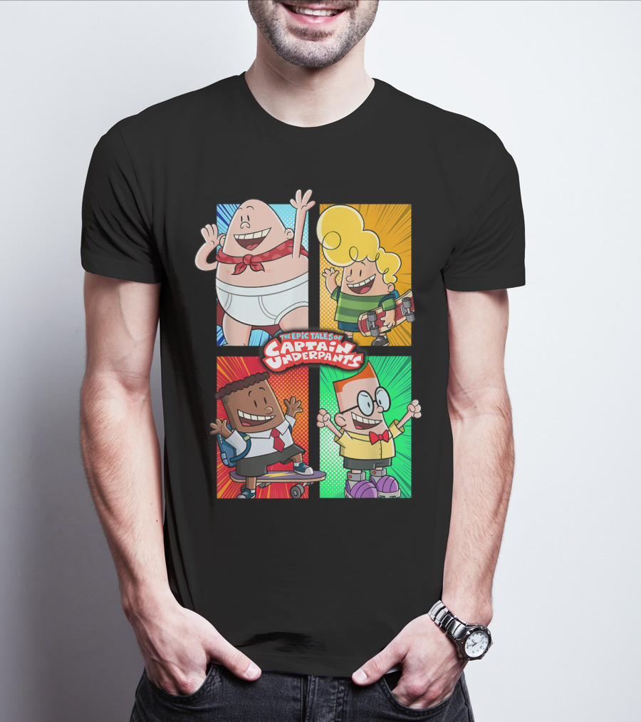 The Epic Tales Of Captain Underpants Cartoon Characters Quartet T-Shirt