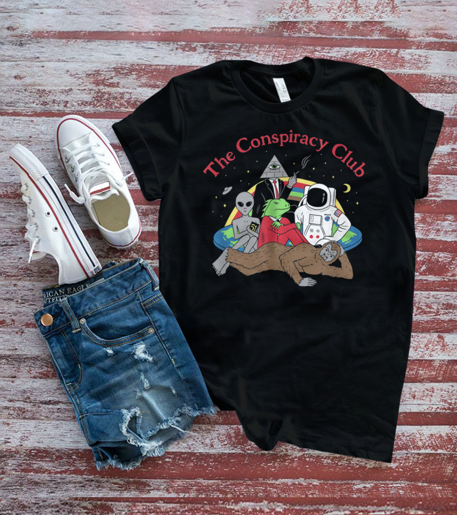 The Conspiracy Club Alien Astronaut Pyramid Bigfoot Lizard Man T-Shirt