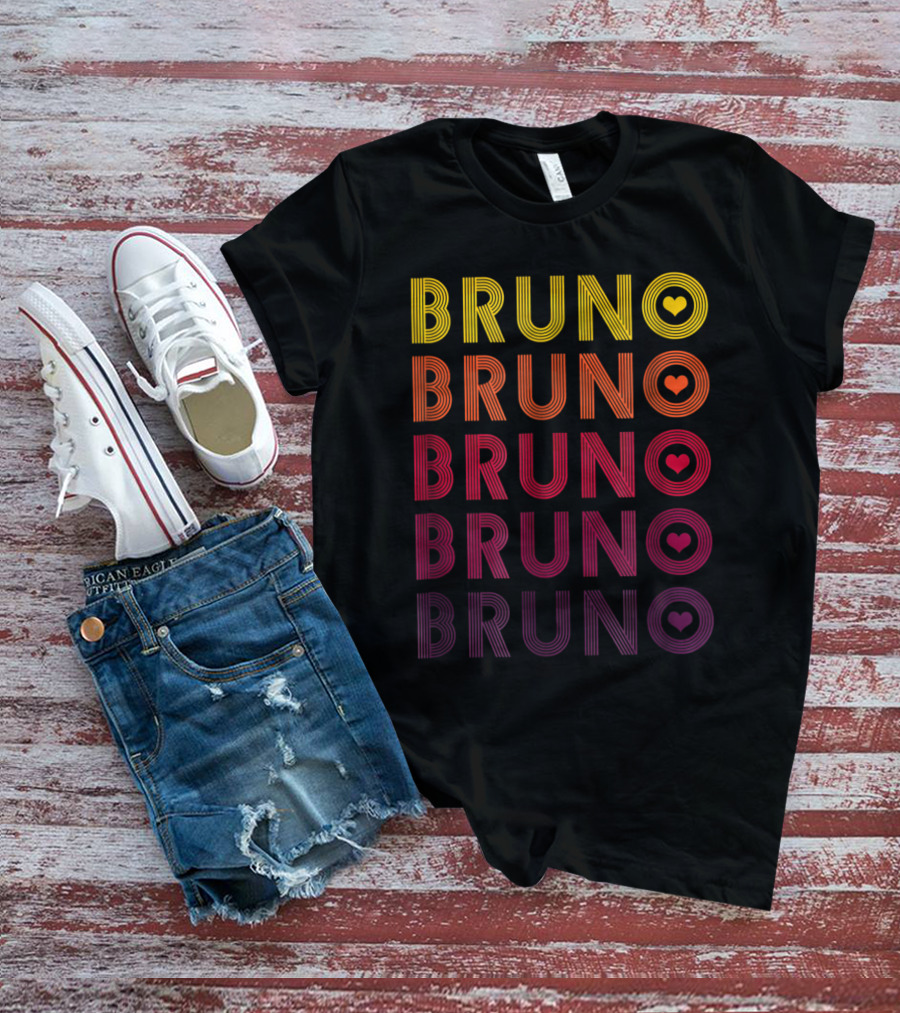 Bruno Lover Heart Gradient Retro T-Shirt