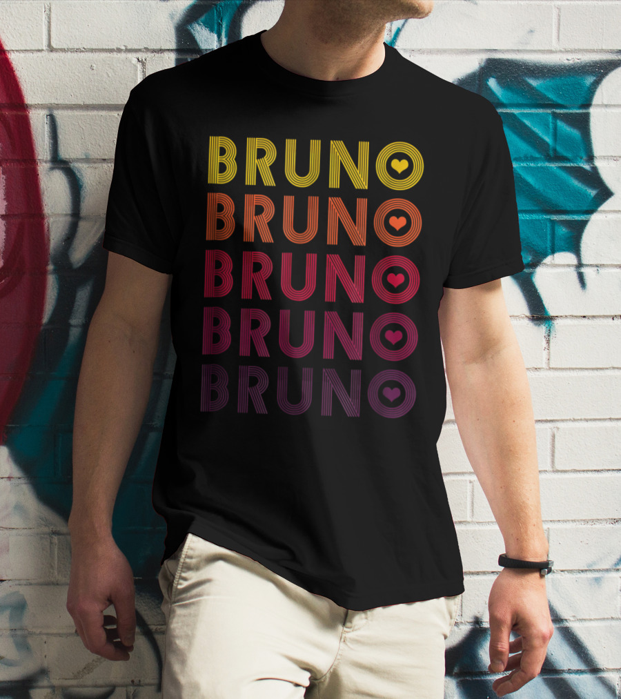 Bruno Lover Heart Gradient Retro T-Shirt