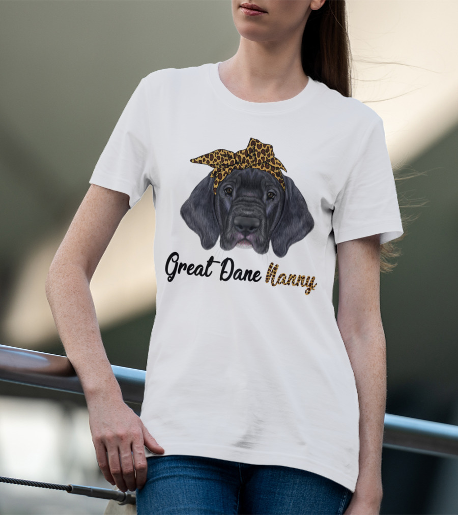 Great Dane Nanny Leopard Headband T-Shirt
