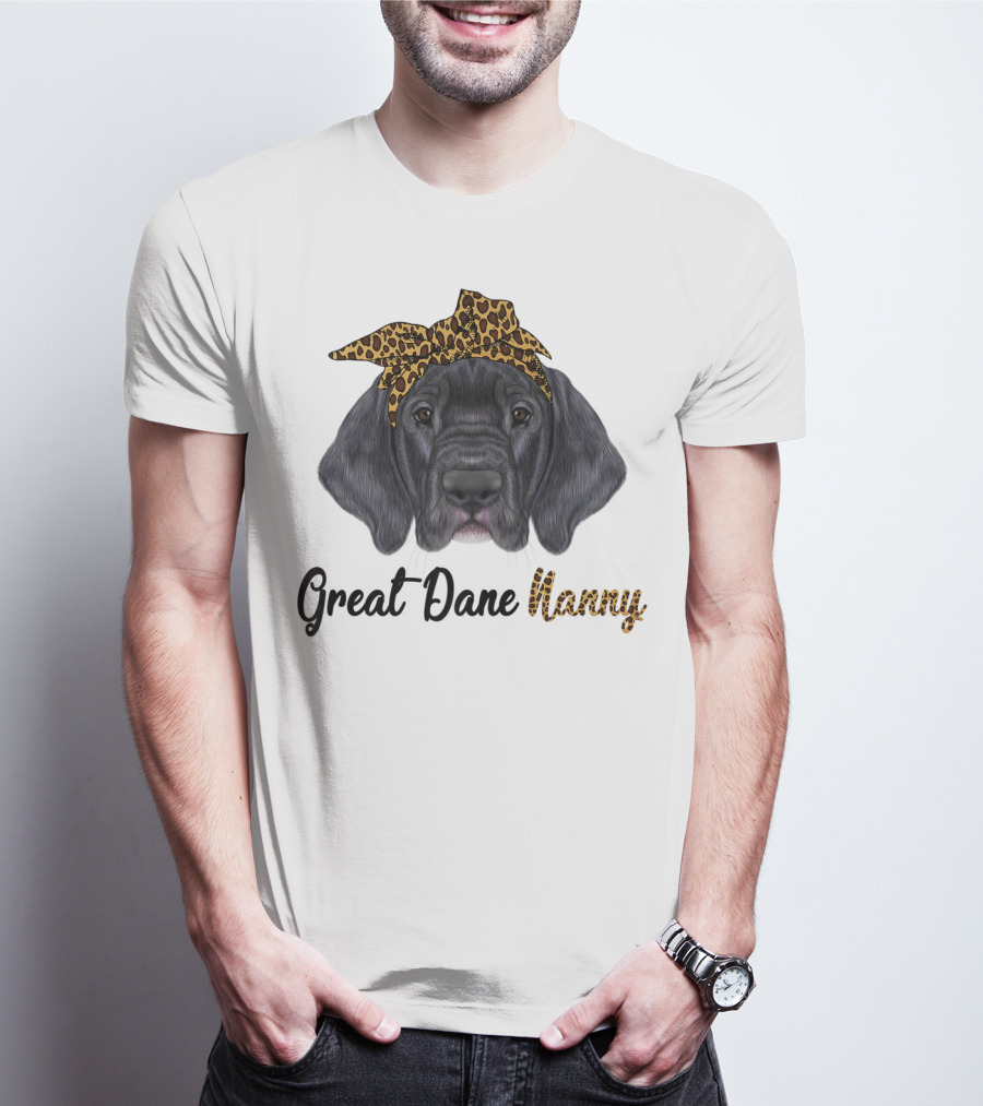Great Dane Nanny Leopard Headband T-Shirt