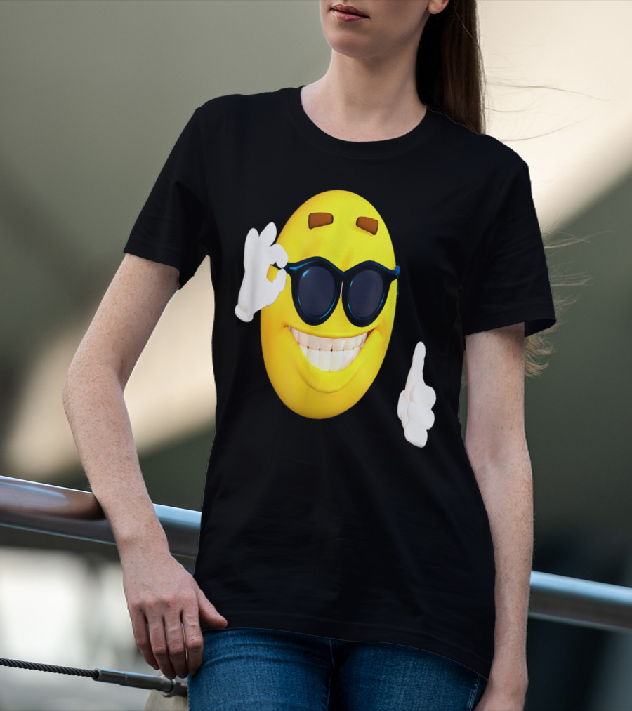 Emoji Thumbs Up Shades Happy Face Yellow Okay Sign T-Shirt