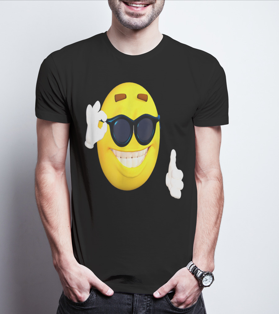 Emoji Thumbs Up Shades Happy Face Yellow Okay Sign T-Shirt
