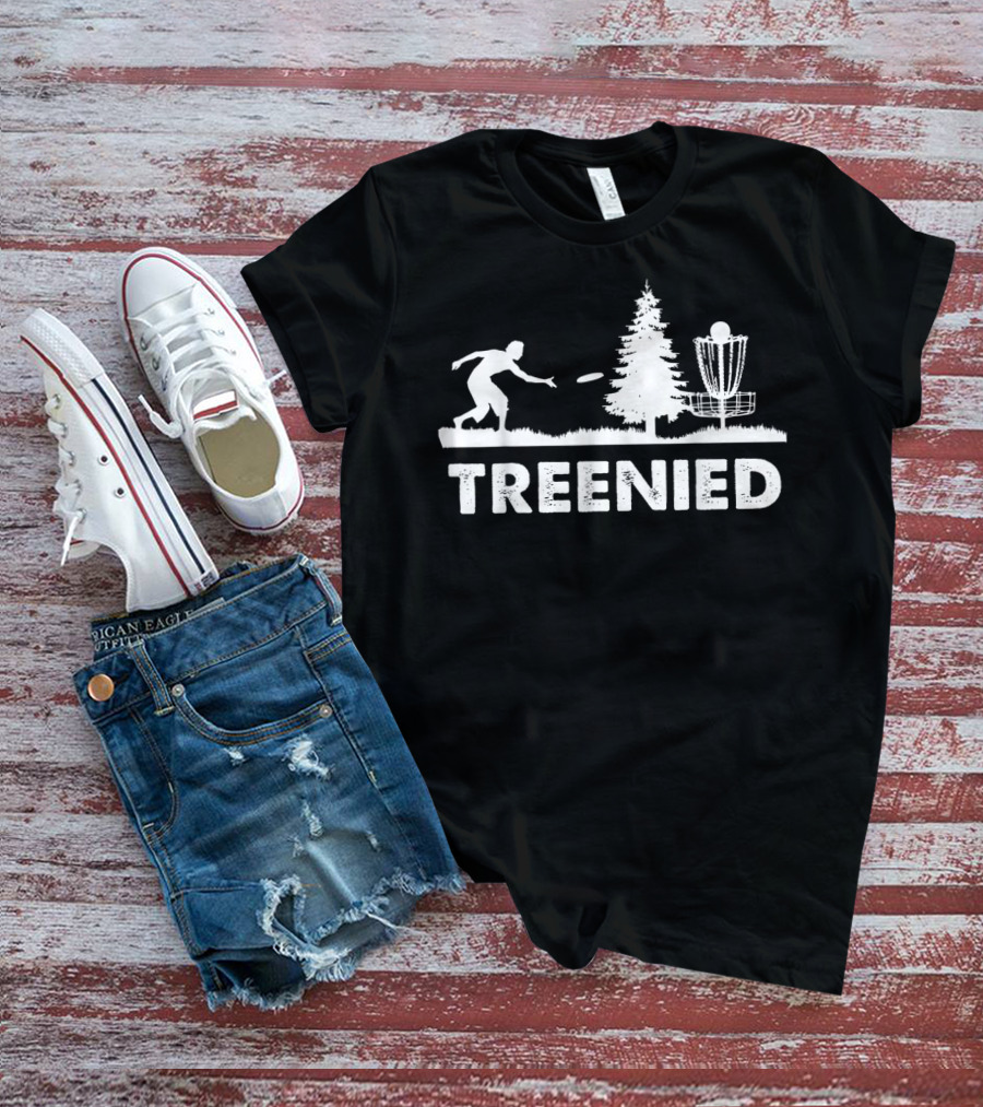 Treenied Frisbee Denied By Tree Disc Golf Scene T-Shirt