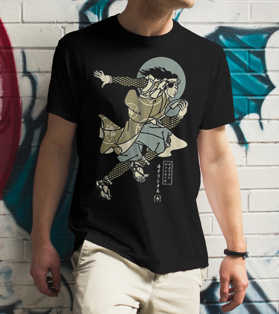 Funny American Football Samurai Running With Ball Japan T-Shirt
