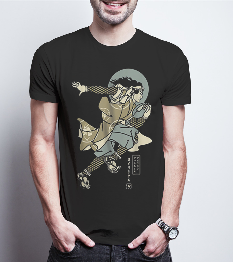 Funny American Football Samurai Running With Ball Japan T-Shirt
