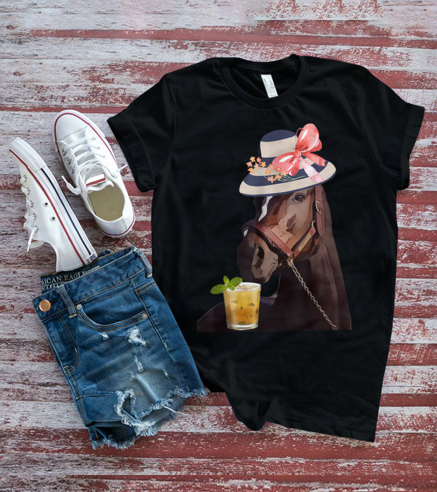 Dapper Horse With Hat And Mint Julep At Funny Derby Party T-Shirt
