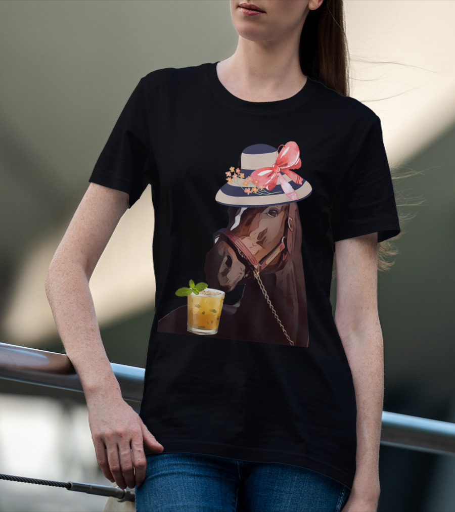 Dapper Horse With Hat And Mint Julep At Funny Derby Party T-Shirt