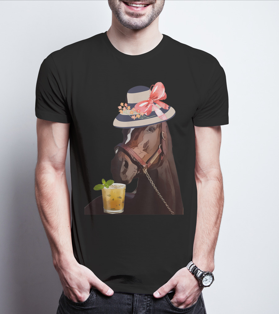 Dapper Horse With Hat And Mint Julep At Funny Derby Party T-Shirt
