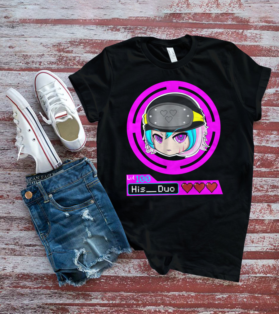 Lvl 100 His Duo Gamer Couples Hearts T-Shirt
