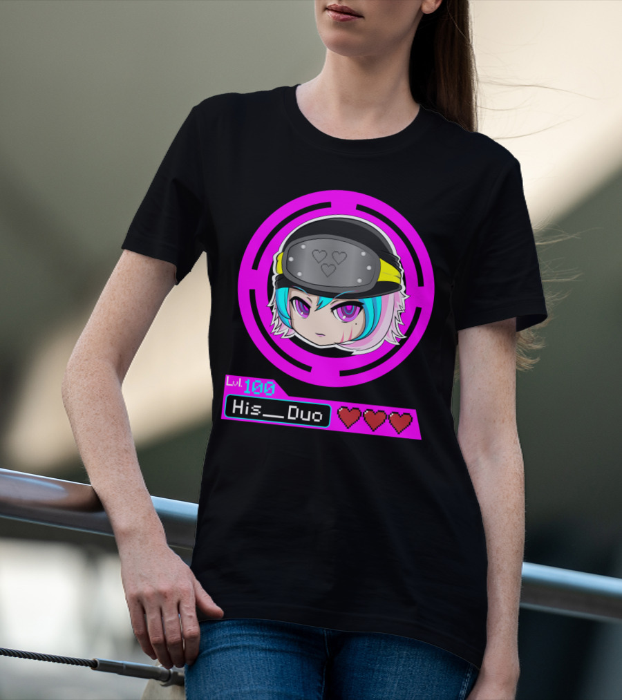 Lvl 100 His Duo Gamer Couples Hearts T-Shirt