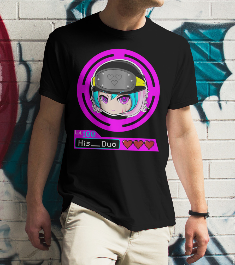 Lvl 100 His Duo Gamer Couples Hearts T-Shirt