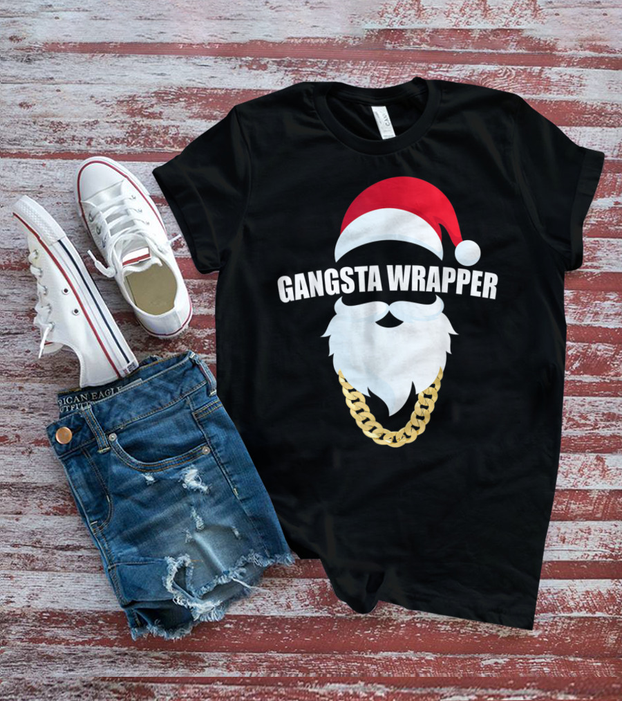 Gangsta Wrapper Santa Hat Beard Chain T-Shirt