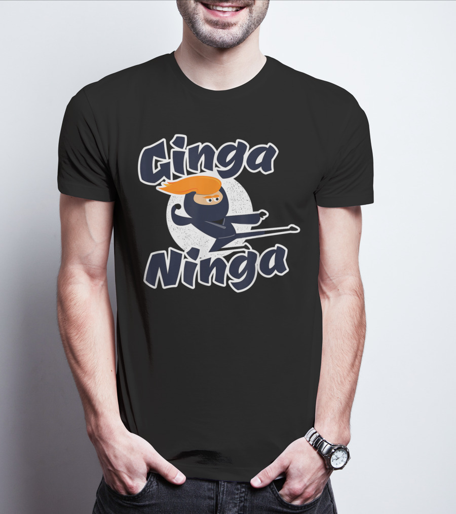 Ginga Ninja Funny Redhead Ninja Kick Action T-Shirt