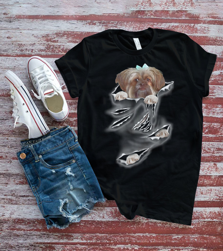 Glen Mcdaniel Torn Pocket Dog Scratch Peeking Pup T-Shirt