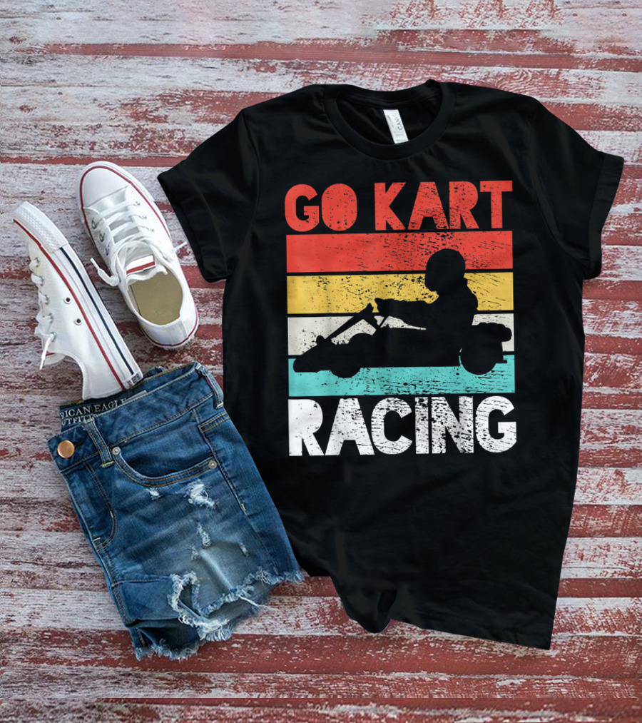 GO KART RACING Retro Stripes T-Shirt