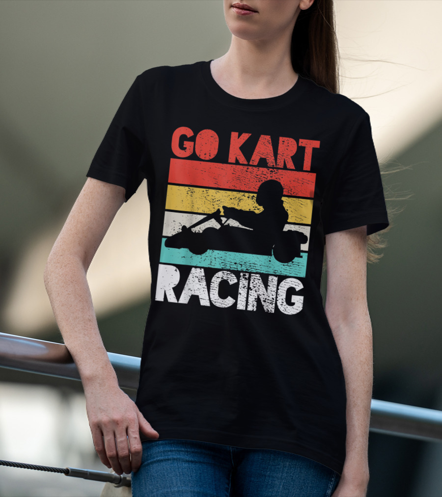 GO KART RACING Retro Stripes T-Shirt