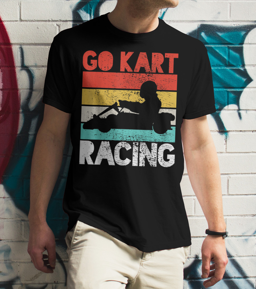 GO KART RACING Retro Stripes T-Shirt