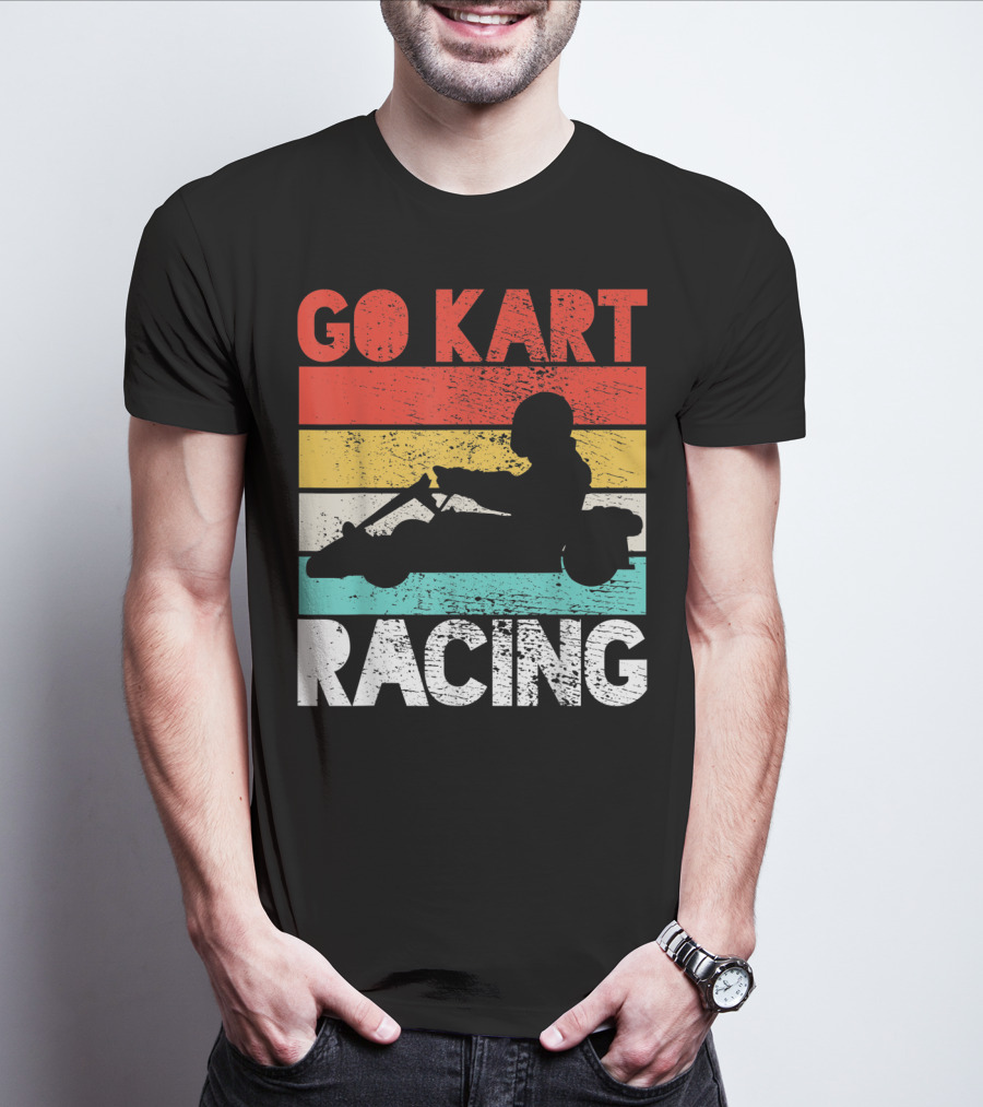 GO KART RACING Retro Stripes T-Shirt