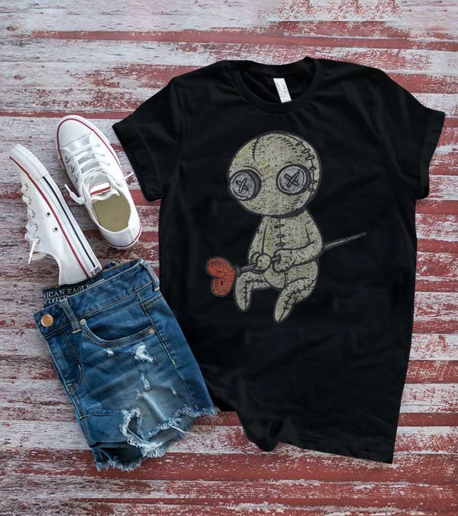 Halloween Heartbroken Suffering Sewed Doll With Red Heart T-Shirt