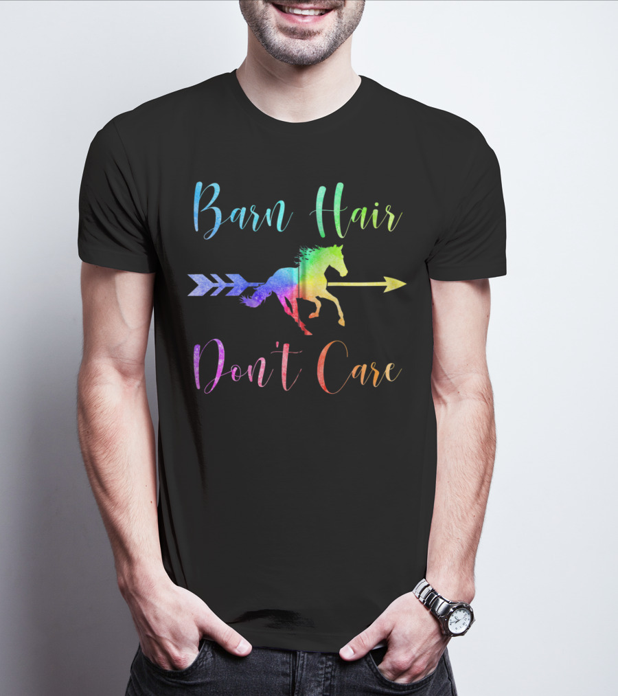 Barn Hair Don't Care Rainbow Horse Arrow T-Shirt