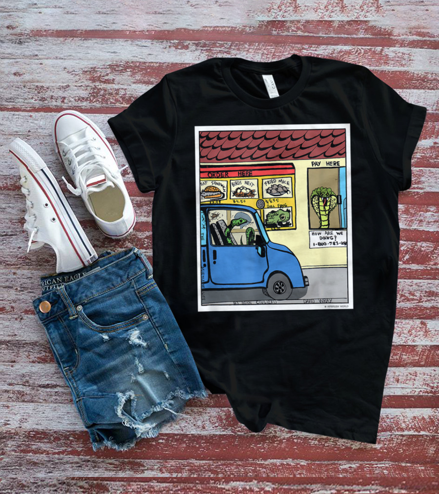 Hungry Snake Drives Through Reptile Lover Comic With Rat Sandwich And Frogs Legs T-Shirt
