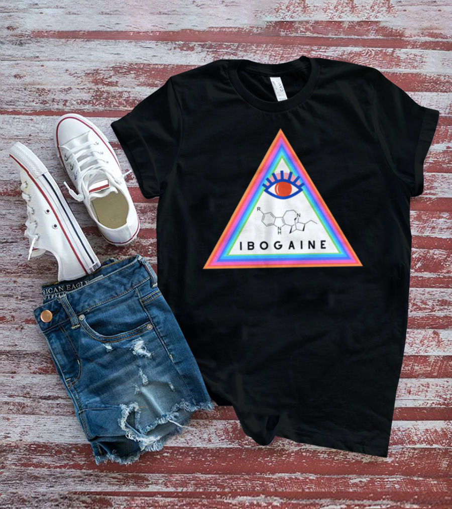 Ibogaine Molecular Structure Rainbow Triangle With Eye T-Shirt