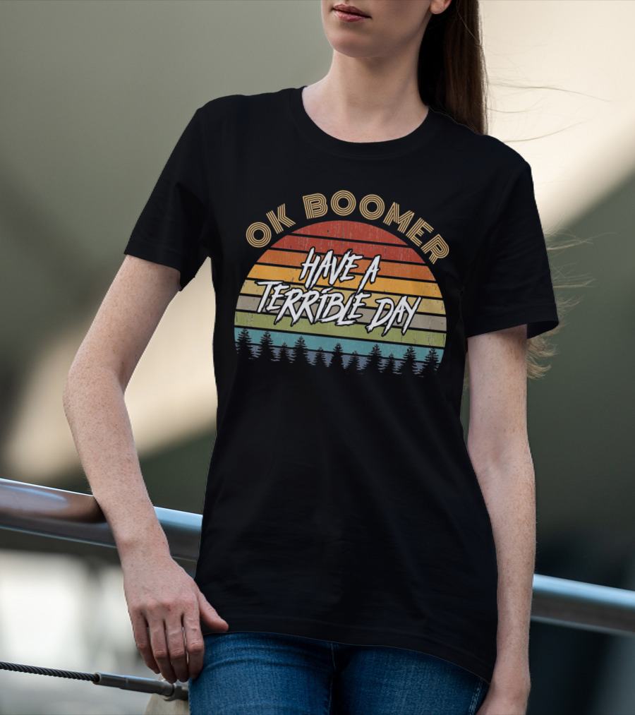 Retro Vintage Sunset Ok Boomer Have A Terrible Day T-Shirt