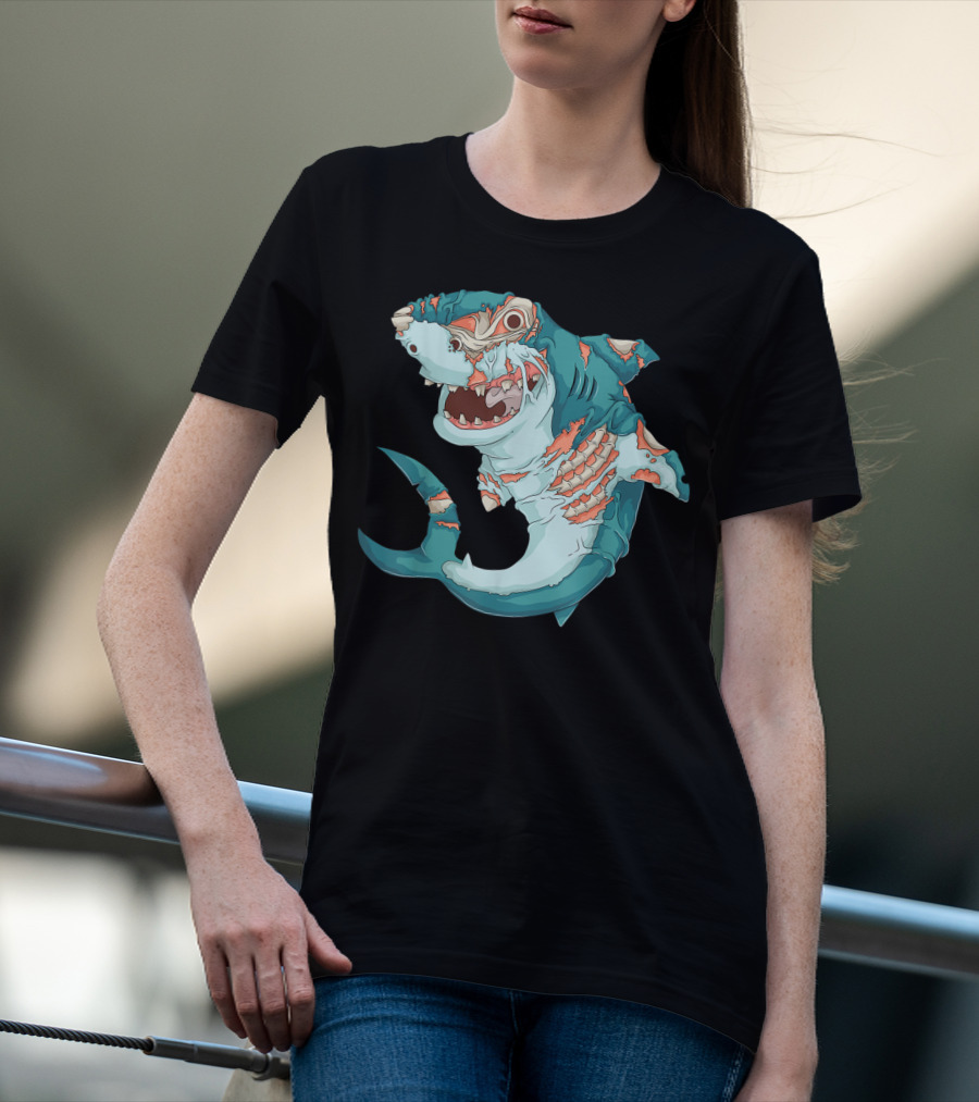 Cool Shark Zombie Funny Lazy Halloween T-Shirt