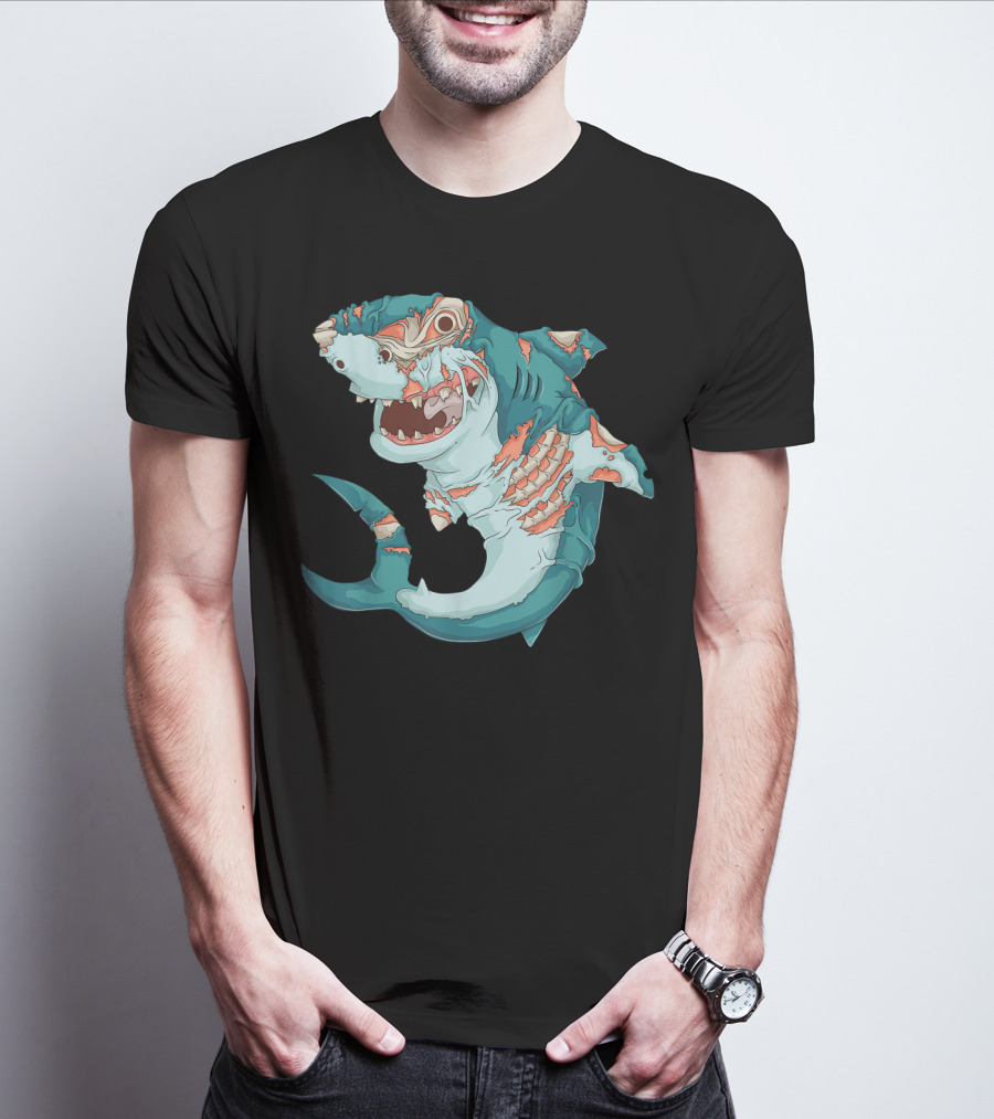 Cool Shark Zombie Funny Lazy Halloween T-Shirt