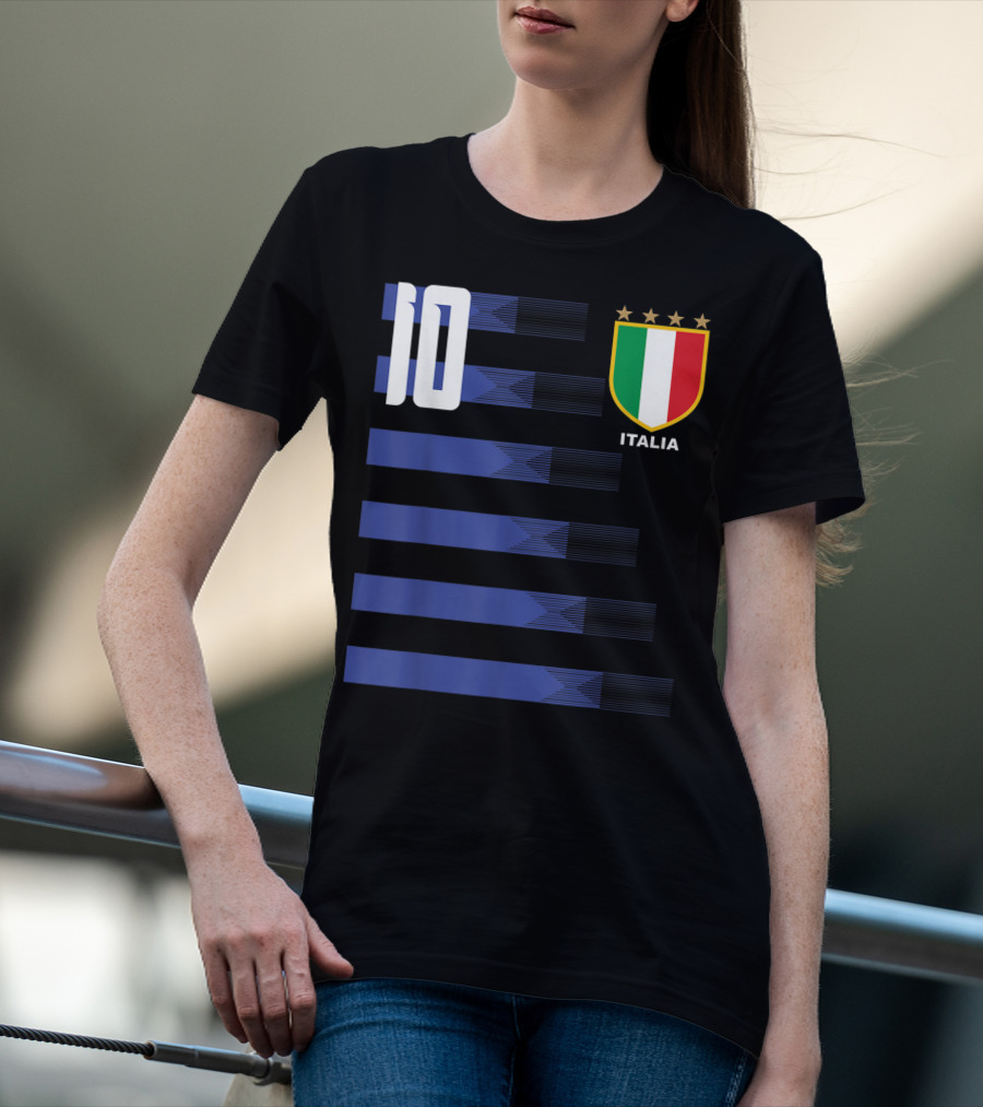 Italia Calcio Soccer Shirt Italian Flag Icon Number 10 T-Shirt