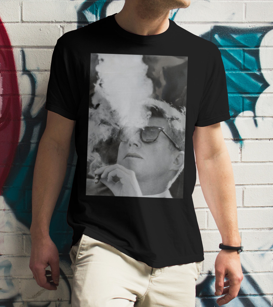 JFK Smoking With Shades John Kennedy Iconic Cigar Image T-Shirt