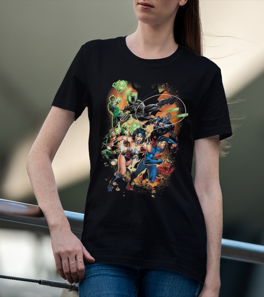 Justice League Battle Ready Heroes In Action T-Shirt