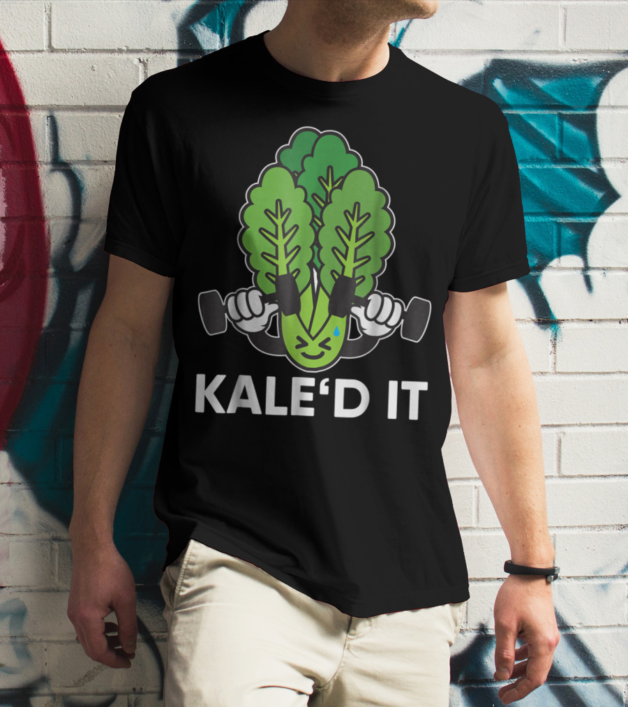 Kale'd It Gym Vegan Power Nailed It Exercise Dumbbell Workout T-Shirt