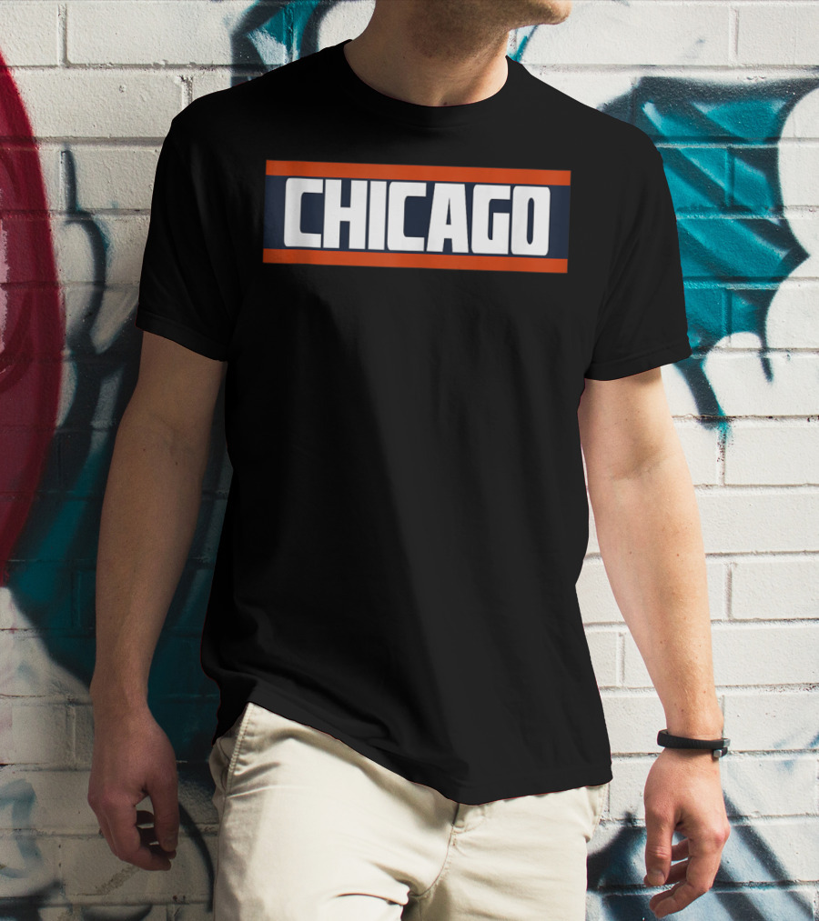 Chicago Bold Orange Blue White Block T-Shirt