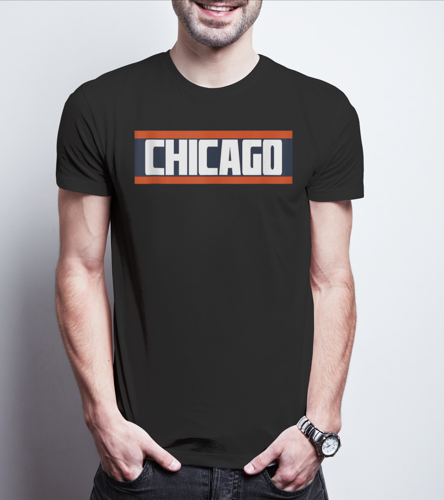Chicago Bold Orange Blue White Block T-Shirt