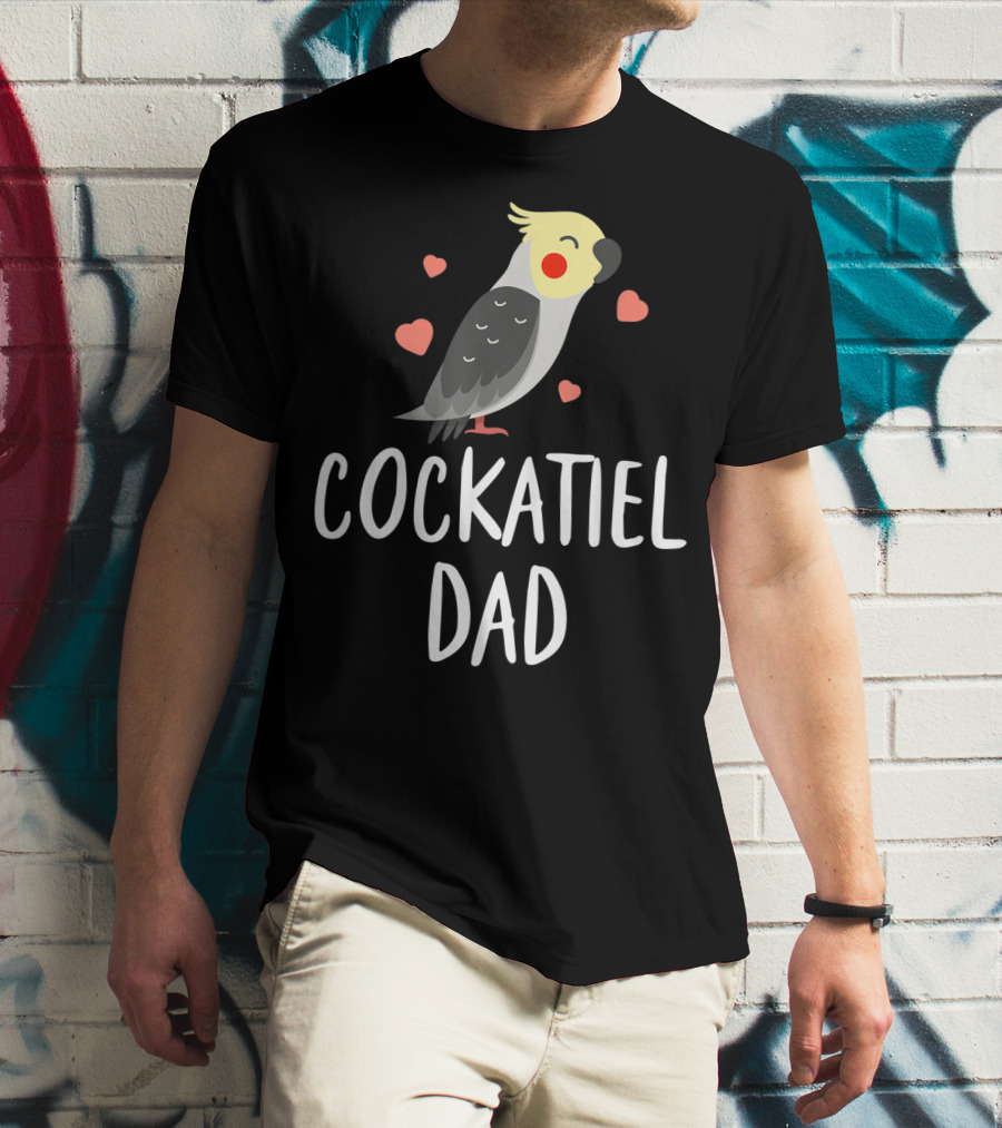 Cockatiel Dad Cute Funny Bird Lover With Hearts T-Shirt