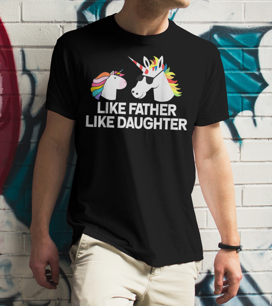 Like Father Like Daughter Unicorn Matching Rainbow Mane T-Shirt