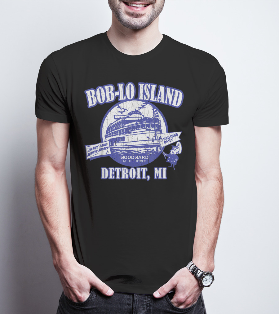 Bob-Lo Island Detroit MI Dance Band Woodward At The River 6 Sailings Daily Vintage Look T-Shirt