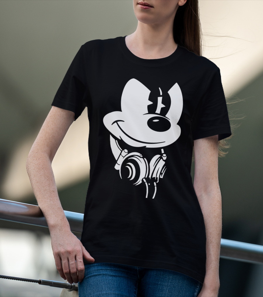 Disney Mickey Mouse Headphones Smiling Iconic Character T-Shirt