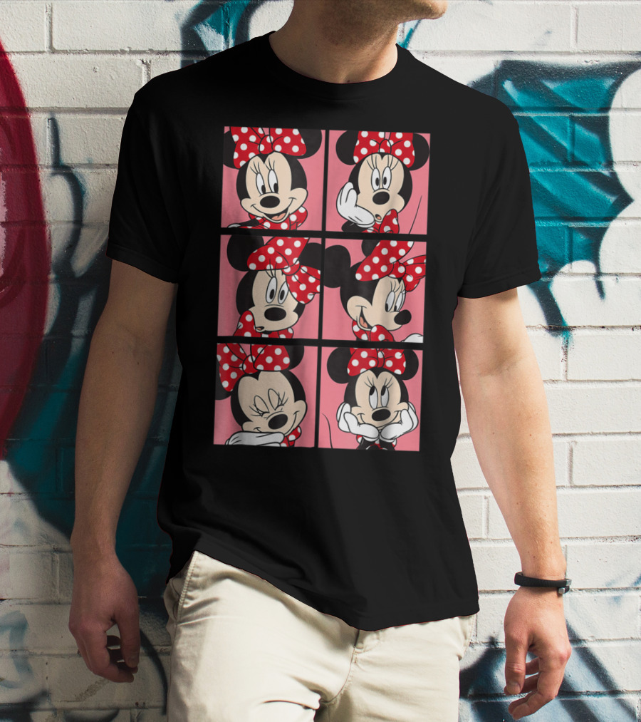 Disney Minnie Mouse Red Polka Dot Bow Pink Grid Expressions T-Shirt