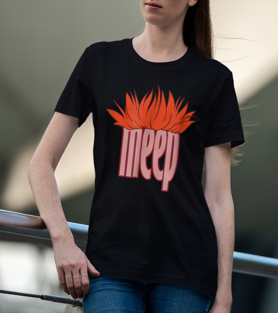 Meep Hair Orange Flame Text T-Shirt