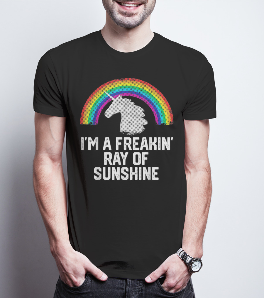 I'm A Freakin' Ray Of Sunshine Funny Rainbow Unicorn Vintage T-Shirt