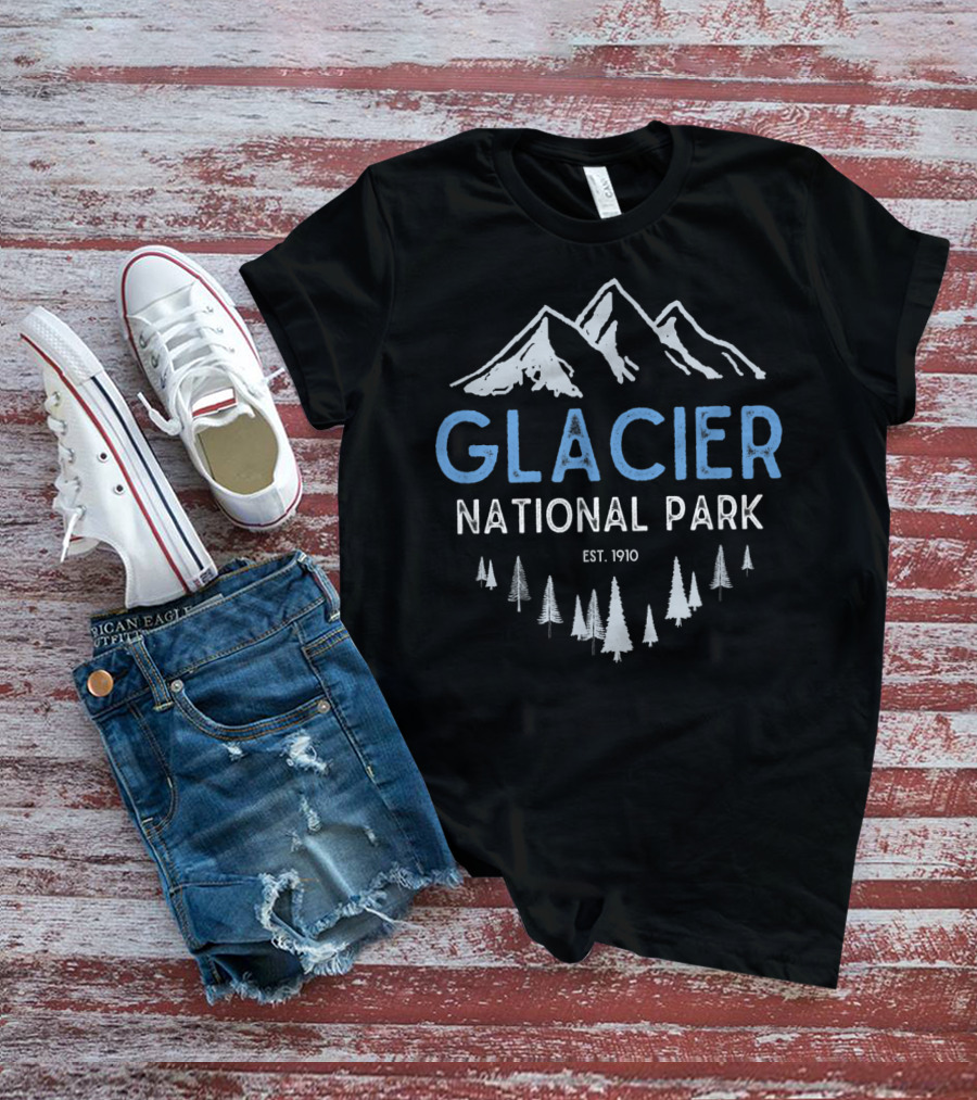 Glacier National Park Est. 1910 Mountain And Forest Scene T-Shirt