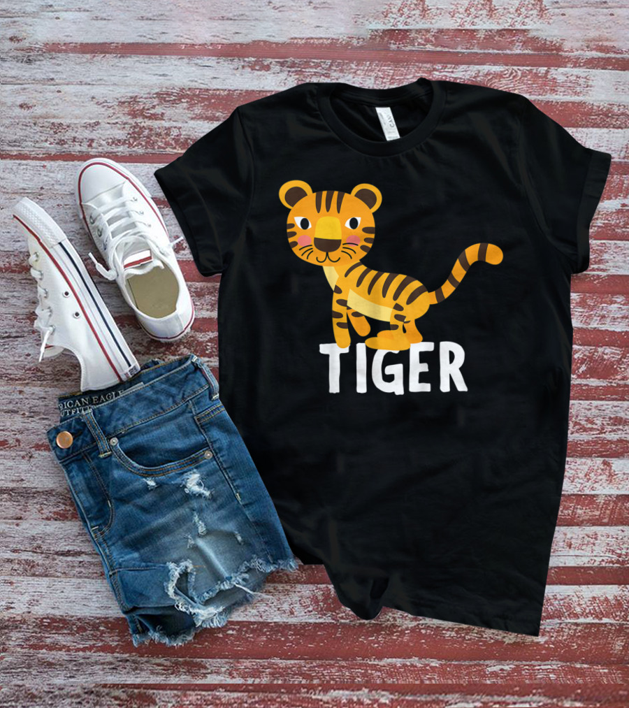 Tiger Cartoon Illustration For Kids And Girls T-Shirt