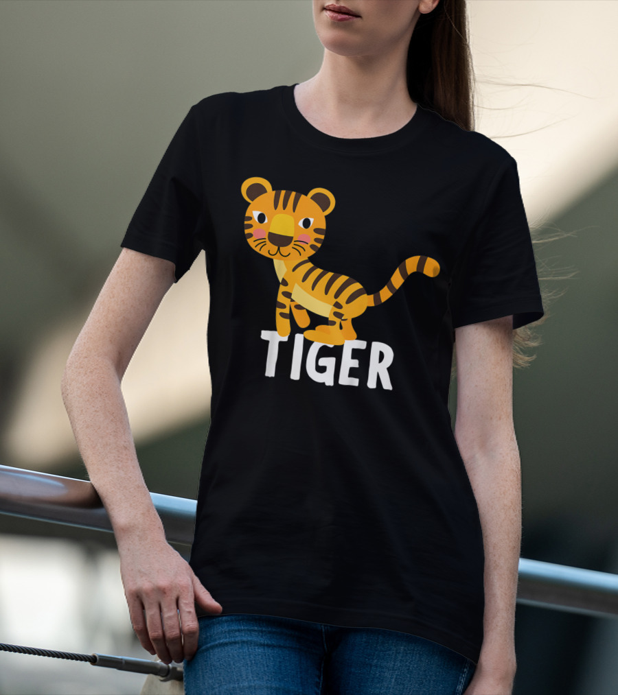 Tiger Cartoon Illustration For Kids And Girls T-Shirt