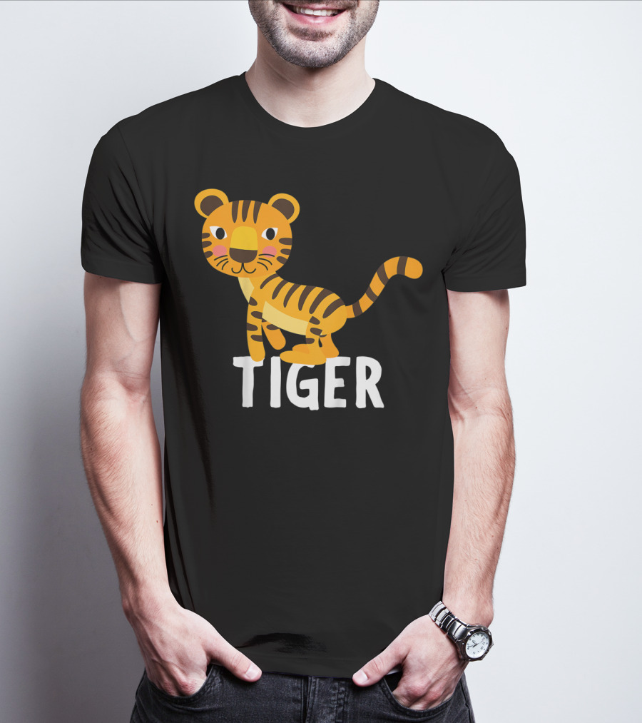 Tiger Cartoon Illustration For Kids And Girls T-Shirt